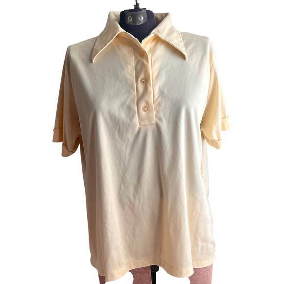 Vintage Fingerhut Fashions Pale Yellow Polo Blouse – Size L - Picture 1 of 5